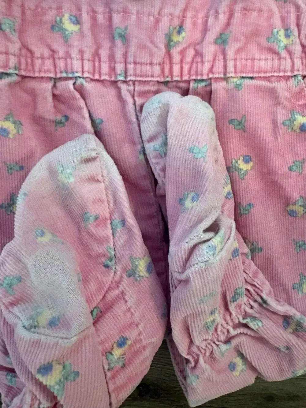 Vintage OshKosh B'Gosh Pink Floral Corduroy Overalls Size 6/9 Months